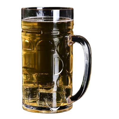 China Wholesale Sustainable QM Large Clear Plastic 1000ml Beer Mug With Handle For Bar Party Restaurant for sale