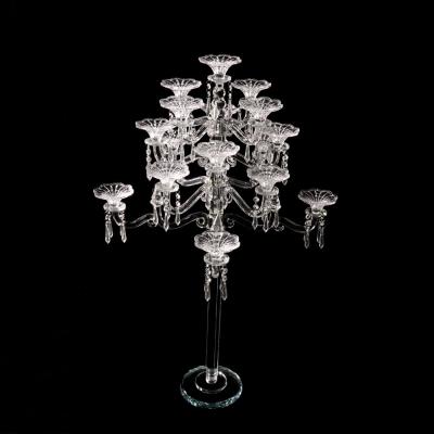 China ECO-frendly Tall Crystal Wedding Centerpiece 5PM Wedding Decoration Crystal Candelabra for sale