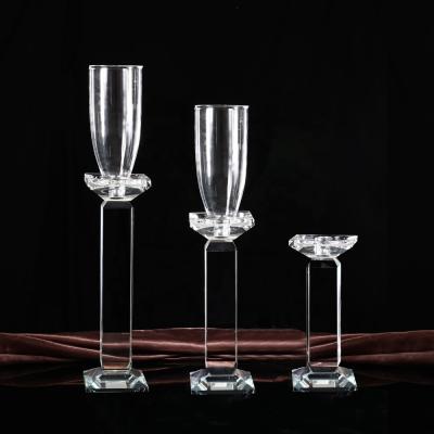 China ECO-frendly MH-Z187 Design Unique Crystal Clear Crystal Candelabra Candle Holder Stand Crystal Candle Holder for sale