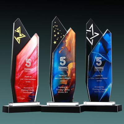 China China Customized Logo K9 Crystal Material High Quality Color Printing Crystal Award Glass Trophy for sale