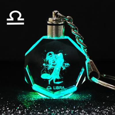 China Laser Engraving Led Constellation Crystal Keychain Crystal Keychain Gifts 12 Souvenir Gift Crystal Keychain 3D for sale