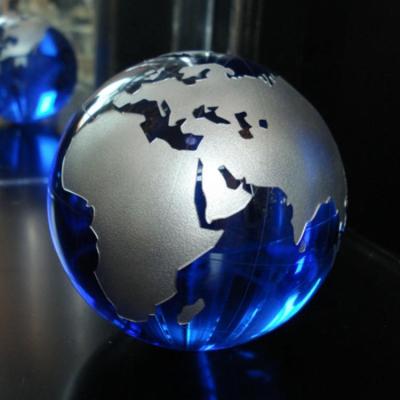 China China MH-L004 Fashion Blue Earth Glass Globe Ornaments Crystal Earth Globe for sale