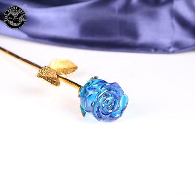 China MH-F005 China Valentine's Day Blue Crystal Rose Flower Gifts for sale