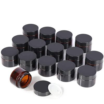 China 30g Cosmetic Glass Jar Cream Cosmetics Packaging Jar Amber Glass Jar for sale