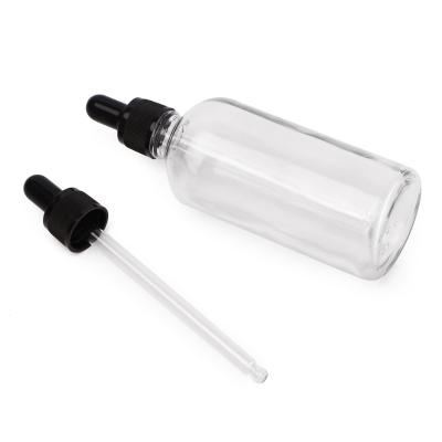 China Cosmetic Smooth Surface Glass Dropper Bottle Clear Glass Bottle Customized Serum Bottles for sale