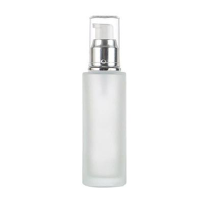 China 40ml 100ml 120ml Glass Bottle Cosmetic Bottle Package Clear Frosted Empty Lotion Bottle With Pump for sale