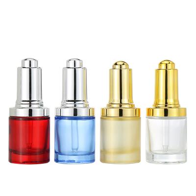 China 30ml Clear Space Cosmetic Glass Press Dropper Bottle Serum Bottle Essential Oil Top Bottle With Eye Dropper for sale