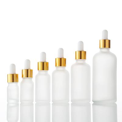 China Cosmetic Glass Dropper Bottle Frosted 5ml 10ml 15ml 30ml 50ml Empty Essential Oil Bottle With Dropper for sale