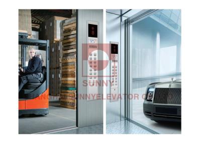 China Checked Steel Plate Floor Freight Elevator Car Decoration With Large Space for sale