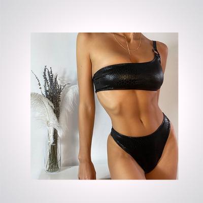 China Luxury popular sexy black color african plus size women swimwear two-piece thong bikini set african factory direct sale plus artificial leather for sale