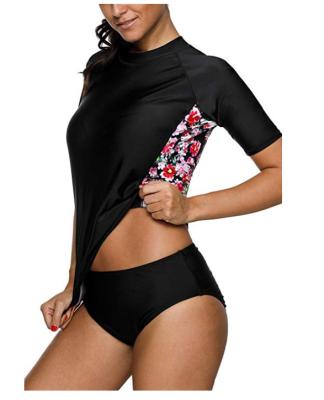 China Short Sleeve Womens Surf Sports Short Sleeve Rash Guard Tops Swimsuits Swimwear UPF 50+ Rash Vest for sale