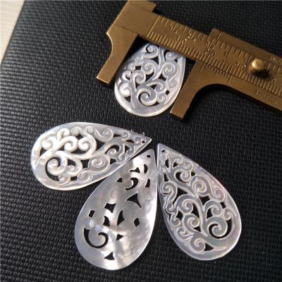 China Jewelry Making 20*35mm Tear Drop Cavity Carving Pearly Filigree for sale