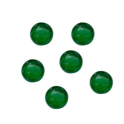 China Natural color game or fire gemstone round flat cut onyx green agate cabochon for jewelry for sale