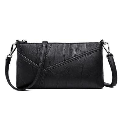 China New Fashion Design Zipper Women Pinch Splice Leather Clutch Strap Bag Cross - Body Handbags for sale