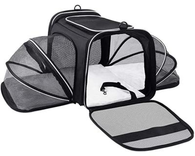 China Large Space Folding Cat Carrier Travel Carrying Breathable Pet Travel Safety Accessories for sale