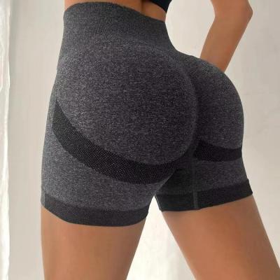 China High waist women 2023 new waist wide band butt sports shorts lady crack! crack! push up running yoga shorts for sale