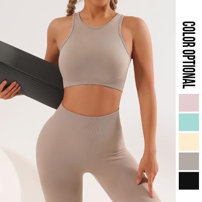 China Sexy Fitness 2 Piece Breathable Yoga Suit Women Tight Fit Sports Set Gym Bra Elasticity Waist Leggings Female Athletic Wear for sale