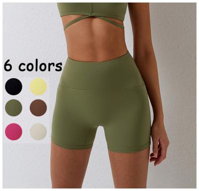 China Breathable Slim Fit High Waist Yoga Sport Shorts Womens Hip Lifter Refine Soft Nylon Fitness Shorts On Tummy Control Workout Gym Shorts for sale