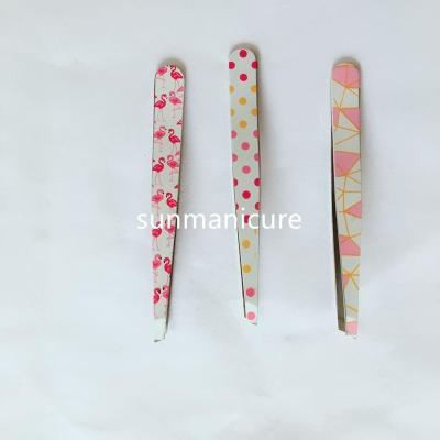 China Nail Art Practice Stainless Steel Nail Folder Tweezers with Colorful Design for sale