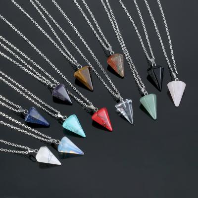 China Natural BOHEMIA Fashion Reiki Healing Crystal Amulet Gemstone Hexagon Pyramid Necklace Charm Gift Jewelry Pendant Stone for sale