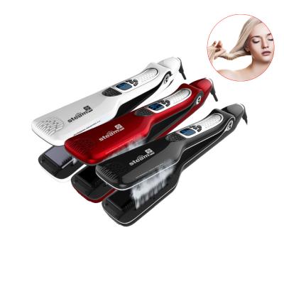 China High Quality Professional Ceramic Tourmaline Ceramic Steam Flat Iron PTC Steam Flat Iron Hair Straightener With Teeth for sale