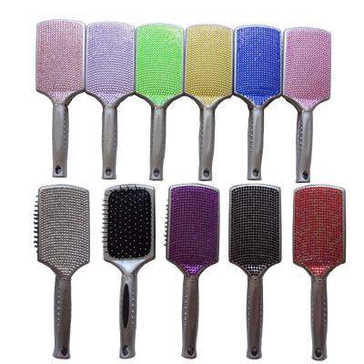 China Hot Sale Waterproof Air Cushion Rhinestone Bling Handmade Acrylic Hair Brush Paddle Brush For Women Custom Logo for sale