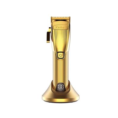 China Commercial Kemei KM-K32S gold rechargeable batteries LCD display professional salon metal MI hair trimmer for sale