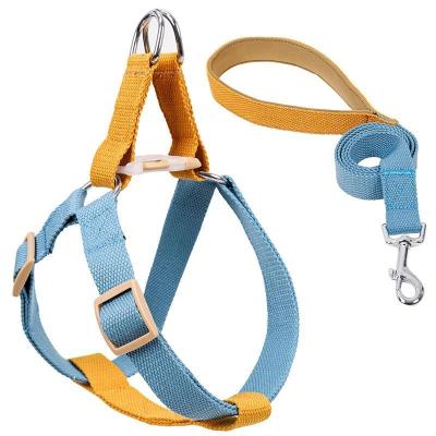 China Custom Padded Custom Service Dog Harness Cotton-Webbing Leash Set Reversible Adjustable Collar Pet Harness for sale