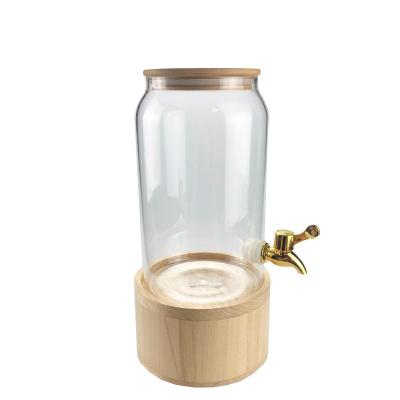 China Multifunctional Transparent Glass Transitional Glass Jar Dispenser Hot Water Beverage Dispenser Fruit Squeezer Round Shape for sale