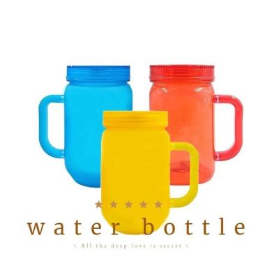 China Wholesale Custom Viable Logo Plastic Bpa Free Drinks Mason Jar With Straw And Handle for sale