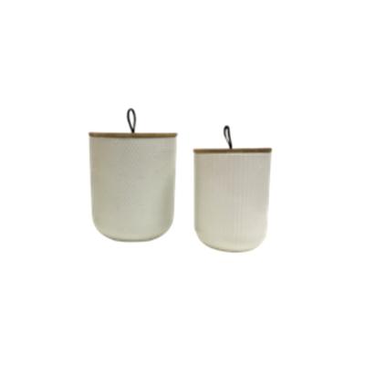 China Sale Low Price Kitchen Sustainable Ceramic Storage Bottle Two Piece White Ceramic Pots 2 Set Pots for sale