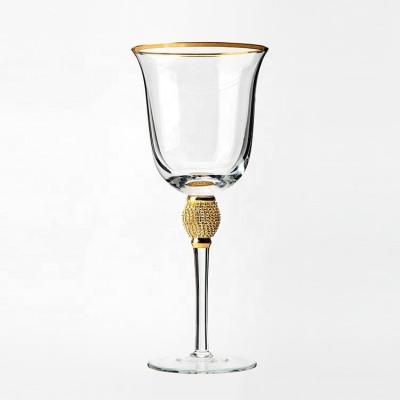 China New Classic / Postmodern Raymond Wedding Use Gold Rim Clear Crystal Wine Glass for sale