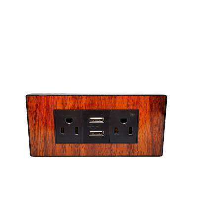 China Wood Double 3 Hole South America Colombia Mexico Color Wall Sockets With 2 USB 2021NMW1 for sale