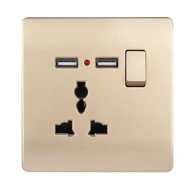 China Convenient and safty 1 gang 3 pin wall switched socket with neon and USB for sale