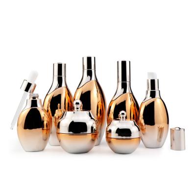 China High quality1 Personal Care 1.7 3.3 4 fl oz 150ml Brown Beauty Skin Care Packaging Oval Cosmetic Bottles And Jars Sets Glass for sale