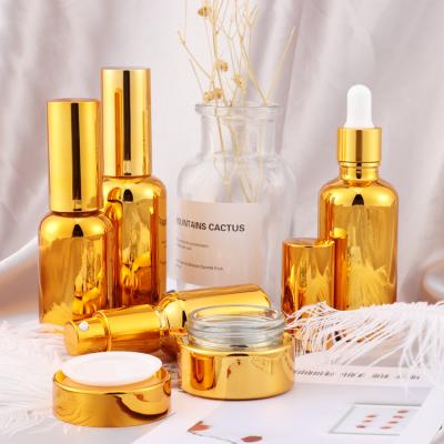 China Luxury OEM 5 Personal Skin Care Packaging 10 20 30 50 100ml 1oz Gold Silver Empty Skin Care Pump Spray Glass Bottles With Cap for sale