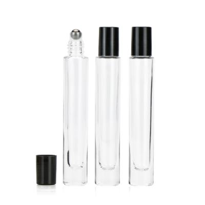 China Personal Care 10ml Clear Button Men Essential Oil Glass Thick Roll On Bottle Perfume Bottle For Essential Oil With Cap for sale