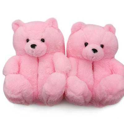 China Fashion Trend Spot Teddy Bear Slippers Floor Home Plush Thick Cotton Warm Shoes for sale