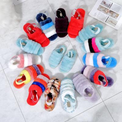 China CUSHIONING 2021 indoor slippers the latest rainbow wool slipper fur slipper sandals winter for sale