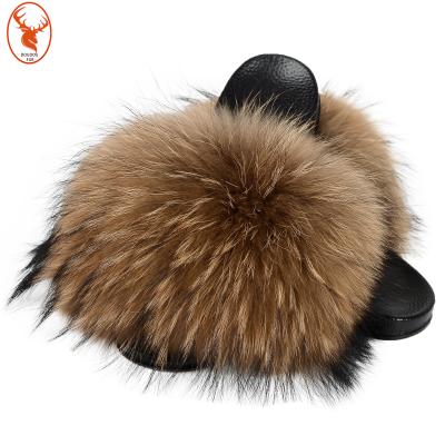 China Best Selling Fox Fur Soft Slippers Anti-slippery for sale