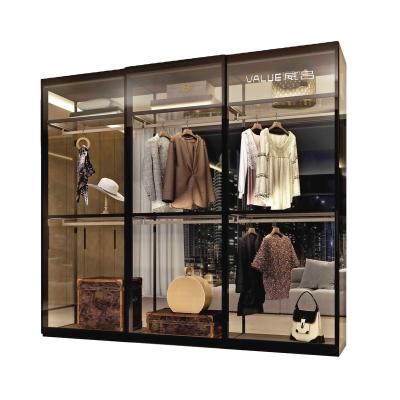 China Other Bedroom Custom Modern Design Aluminum Glass Door Wardrobe , Custom Walk In Closet for sale