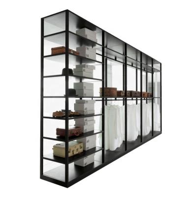 China Other Design Modern Aluminum Glass Door Modern Modular Led Bedroom Light Wardrobe , Custom Walk In Closet for sale