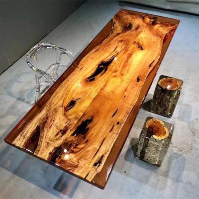 China River industrial wood table top table customization slab epoxy resin wood transparent table top for sale