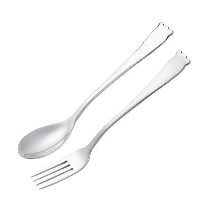 China Sustainable Food Grade Stainless Steel Tableware Kids Cutlery Spoon Fork Set for sale