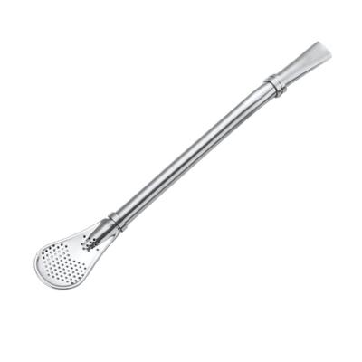 China Metal Most Popular 14.1g Black 304 Stainless Steel Metal Straw Spoon Straw Spoon for sale