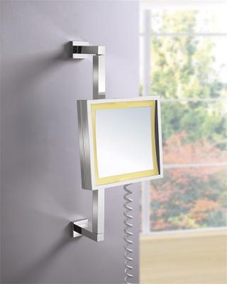 China LED Lighted Square Wall Bathroom Make Up Mirror With Towel Rack for sale