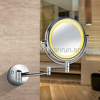 China Double Arm Extend Double Side Wall Mounted Magnifying Cosmetic Bathroom Led Mirror for sale