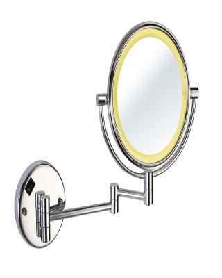 China Ultrathin Double Sides Lighted Brass Bathroom Magnifying Wall Mounted LED Light Mirror for sale