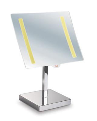 China Brass Desk Square Lighted Makeup Chrome Table Single Side Mirror for sale