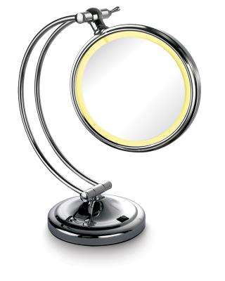 China Fashion Double Lighted Side Round Brass Table LED Mirror for sale